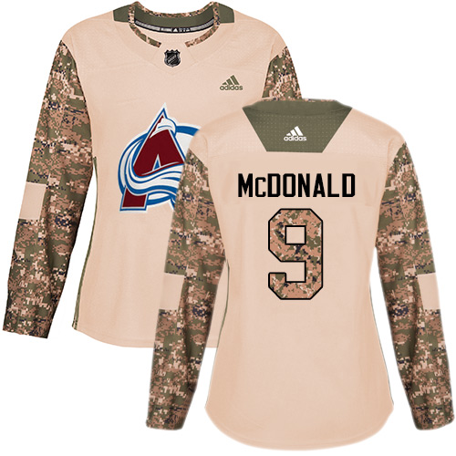 Adidas Avalanche #9 Lanny McDonald Camo Authentic Veterans Day Women's Stitched NHL Jersey
